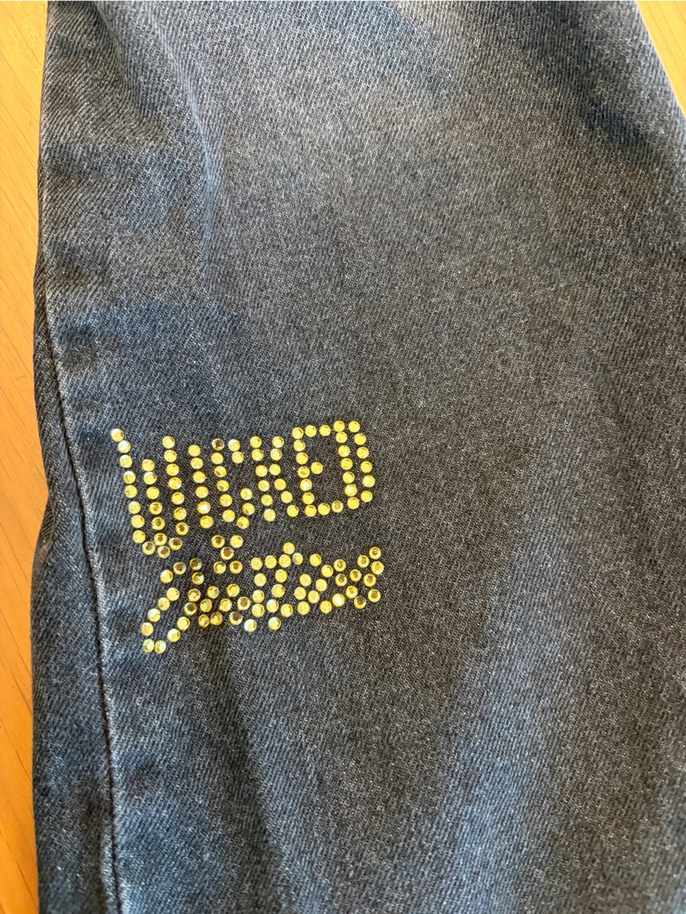 Wicked & Justice Dark Wash Embellished Jeans with Rhinestone Accents - Picture 5 of 6